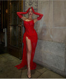 Vestido Largo Rojo De Encaje Style 