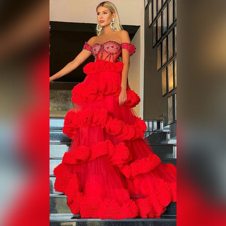 Vestido Largo De Lujo  Style "Apocalipsis rojo"